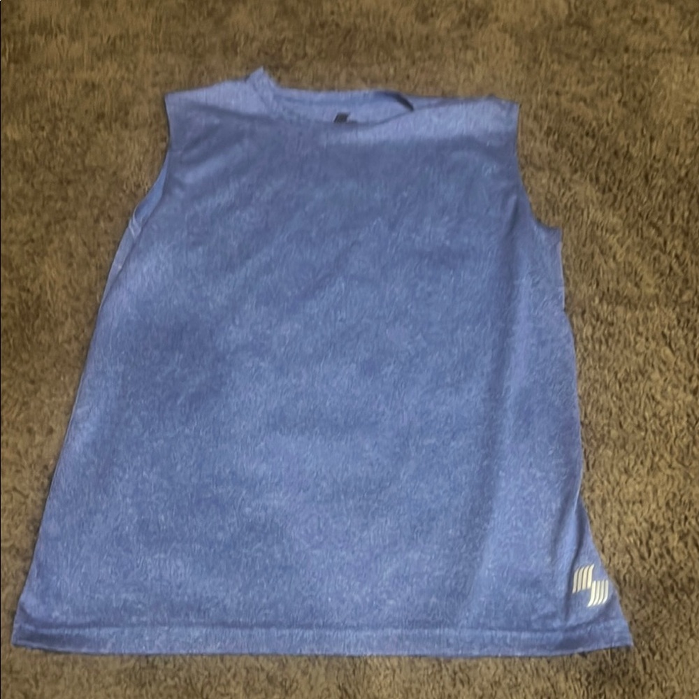 Blue Athletic Tank Top with Crew Neckline
